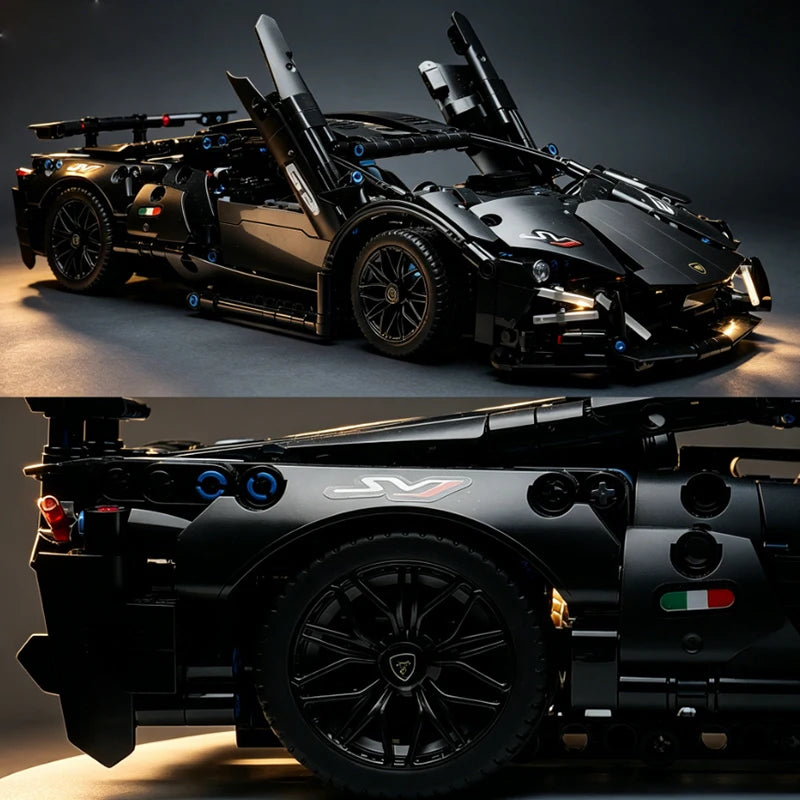 1280PCS Black Samurai Remote Control Sports Car Model DIY Building Blocks Racing Puzzle Toy for Children Gift