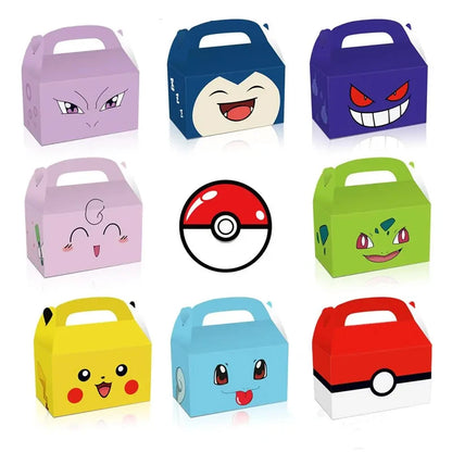Pokemon Candy Box Birthday Party Decor Pikachu Paper Gift Bags Pokeball Handle Gift Packaging Box Baby Shower Kids Party Favors