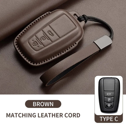 New Leather Car Remote Key Case Cover Shell For Toyota Prius Camry Corolla Avalon CHR RAV4 Land Cruiser Prado Keyless Key Fob