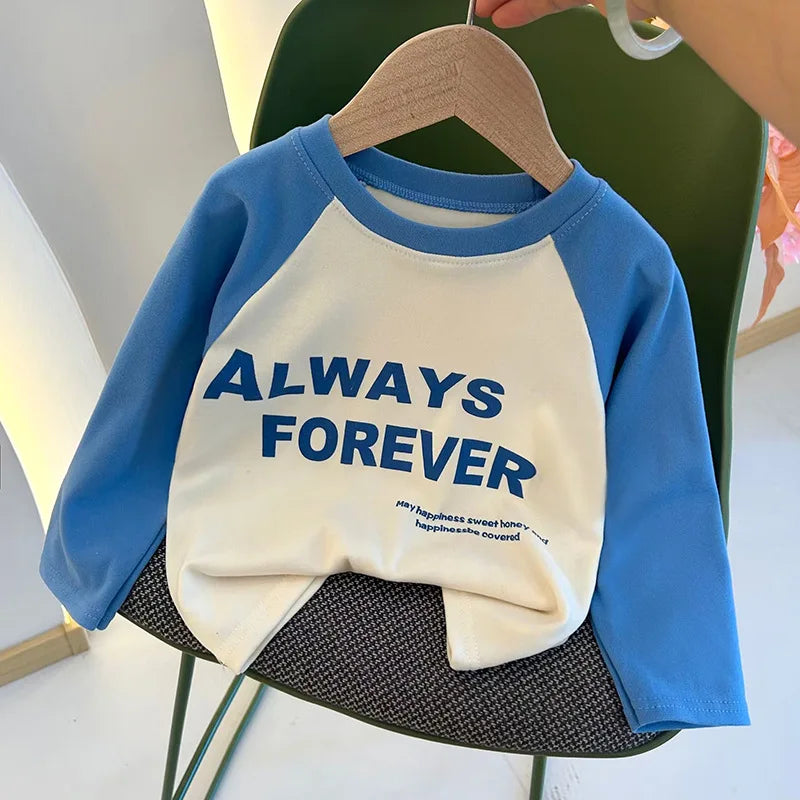New Autumn Girls and Boys Long Sleeve T-shirt Base Shirt Letter Korean Style Children Clothing