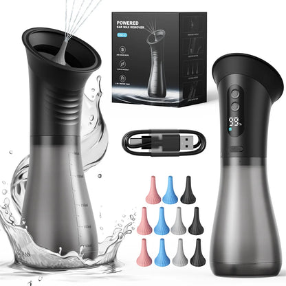 Water Powered Ear Cleaning Tool with Irrigation Flusher Electric Ear Wax Removal System 11 Tips 3 Pressure Setting for Clean