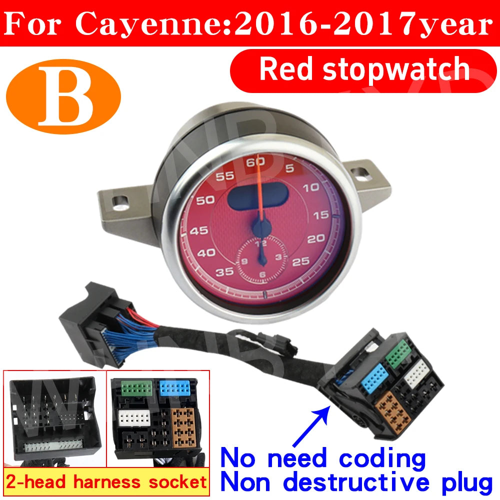 Car Stopwatch for Porsche Cayenne 958 10-17 Clock Chrono Watch Dashboard Cover Modified Car Interior Accessories Stopwatch Clock