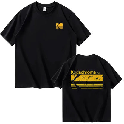 Kodak Summer Brand Men T-shirt Cotton Solid Color Daily Graphic Print Casual Breathable Short Sleeve Top Tees Women Clothing
