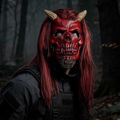 Scarlet Demon Role Play Latex Mask, Cosplay Prop for Halloween,Xmas,Bar Party & Carnival.Soft & Breathable Great Graduation Gift