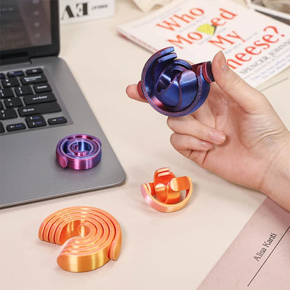 3D Printed Spiral Kinetic Fidget Toy, Infinity Moving Desk Toy, Anti-Stress Anxiety Relief Finger Spinner for Kids Adults