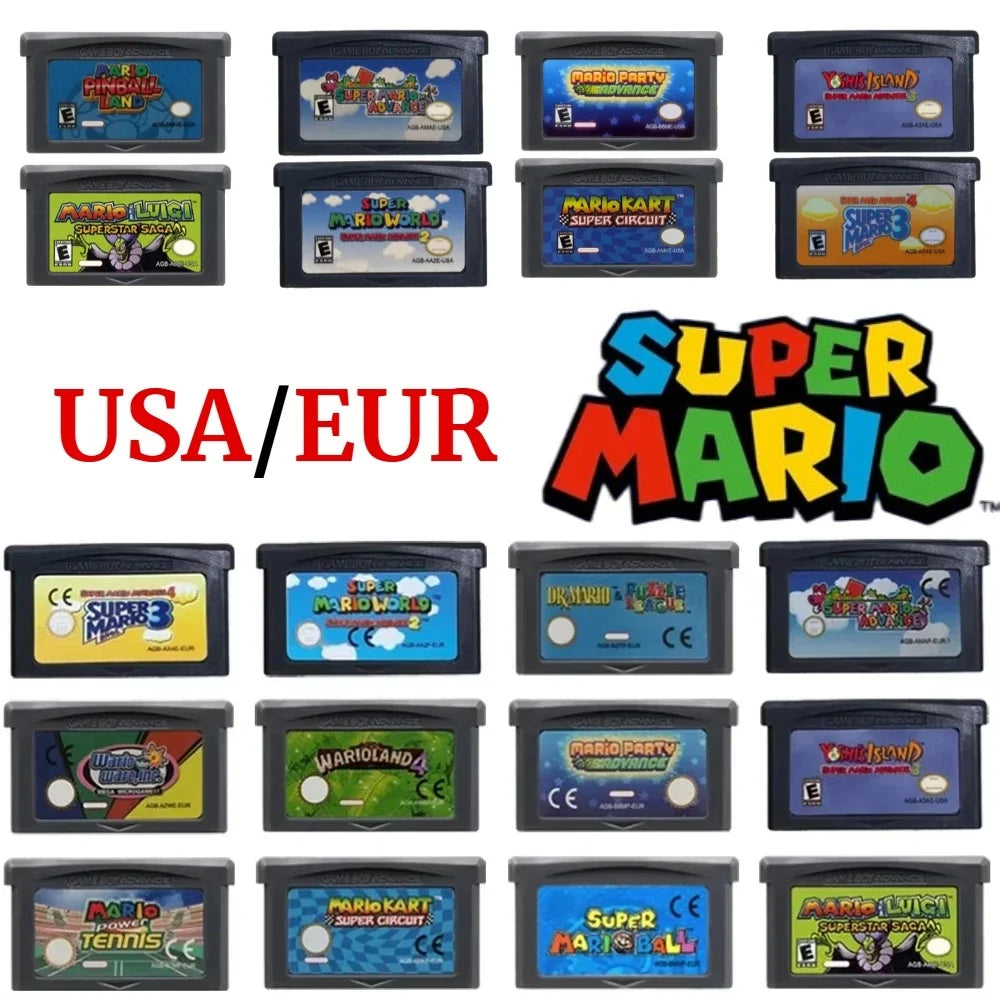 Mario GBA Games cards EUR USA Version GBA Game Cartridge 32 Bit Video Game Console Card Series Super  Wario Land4