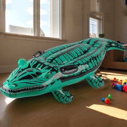 1PC Adventure-Ready Crocodile Inflatable Ride-on with Handles, Summer Thickened Pool Float
