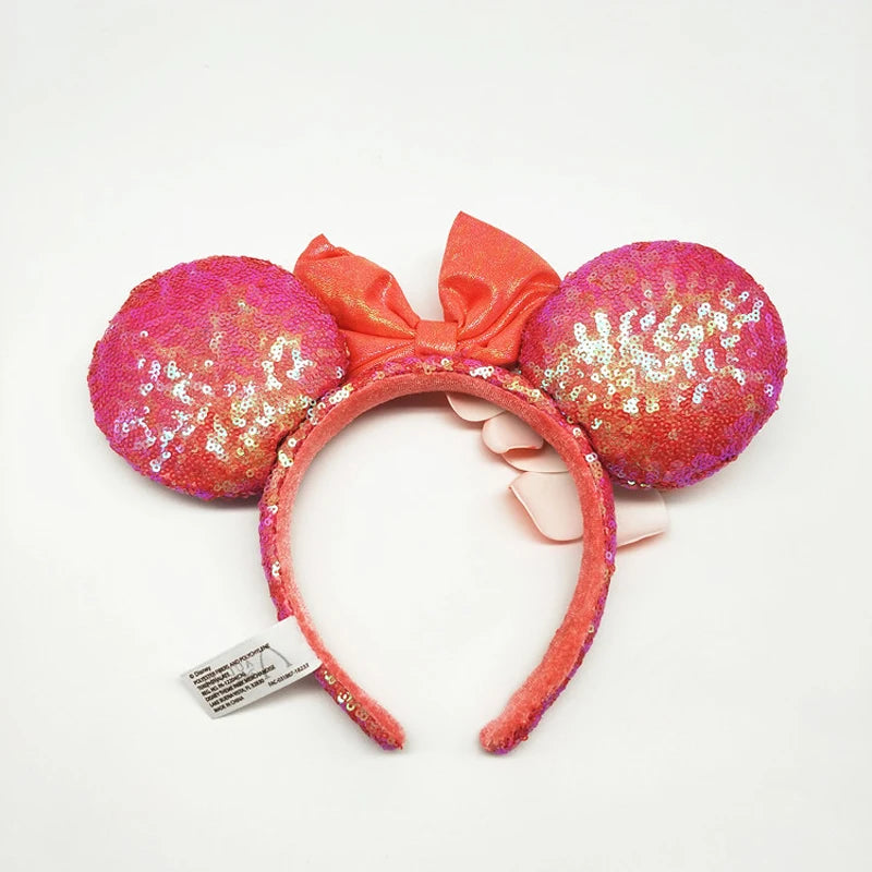 Disney Princess Minnie Ears Headband Big Sequin Bows EARS COSTUME Headband Cosplay Plush Adult/Kids Headband Gift