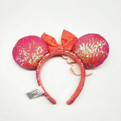 Disney Princess Minnie Ears Headband Big Sequin Bows EARS COSTUME Headband Cosplay Plush Adult/Kids Headband Gift