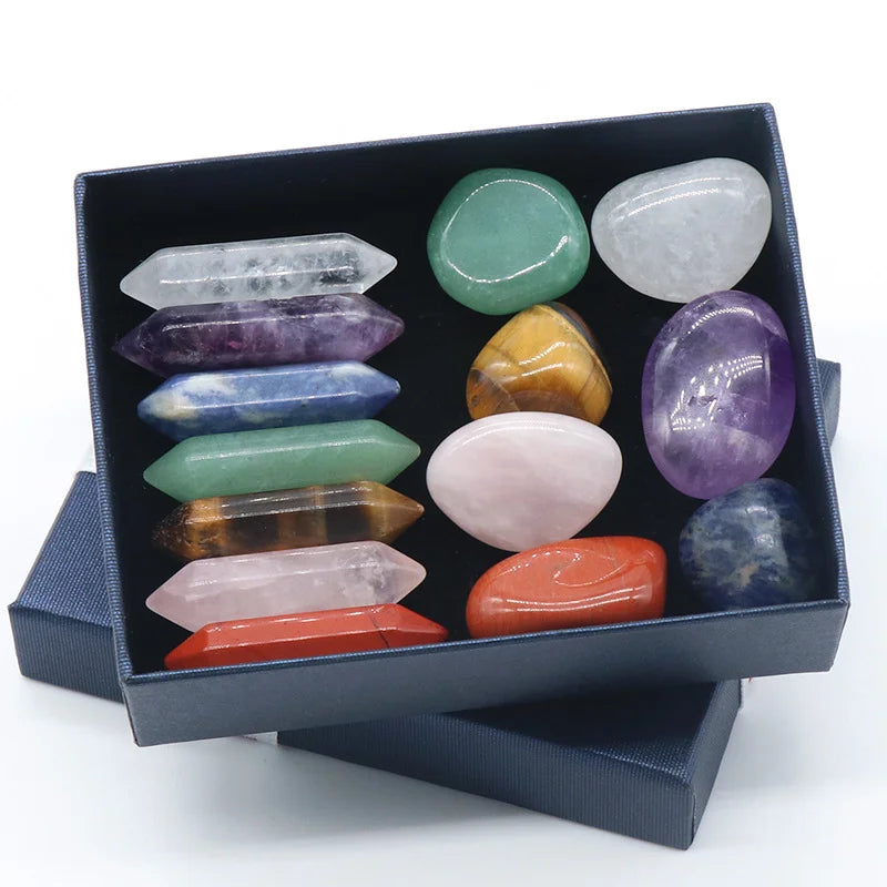 14pcs Seven Chakra Energy Healing Stone Natural Crystal Gemstone Ornaments Gifts