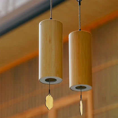 Hluru Bamboo Windchime Furin Wind Chime 8 Notes Rod Chord Crafted Bell for Outdoor Garden Decor Patio Home Zen Decoration