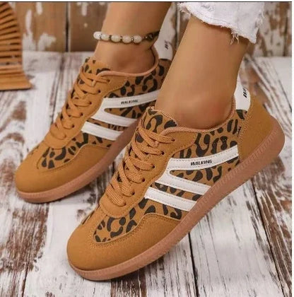 Mix Color Women's Autumn Sneakers Fashion Splicing Flat Heel Vulcanized Shoes Female Lace-Up Non-Slip Pu Leather Casual Shoes