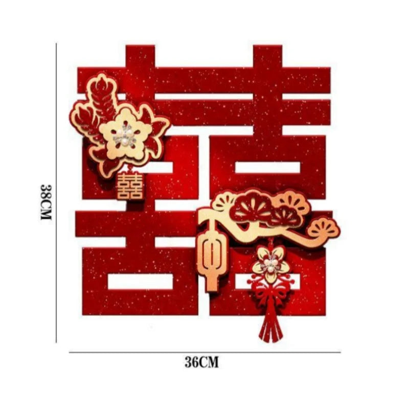 1/4Pcs Chinese Wedding Double Happiness Wall Sticker Non-Woven Fabric Stickers For Bedroom Door Window Wedding Decoration