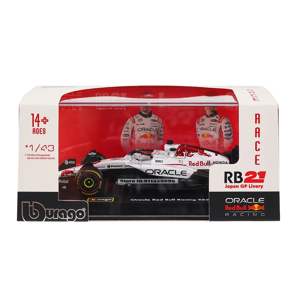 Bburago 1:43 F1 2025 Red Bull Racing RB21 Japan Station #1 Verstappen #22 Yuki Tsunoda Alloy Car Die Cast Model Toy Collectible