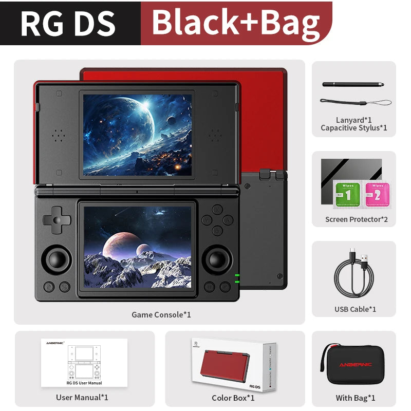 Anbernic RG DS Flip Handheld Game Console 4" IPS Dual Screen Android/Linux Dual OS 4000mAh Video Games RixelHK Wifi Streaming AI