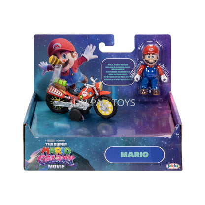 Original Super Mario Galaxy Movie 2.5 Inch Mario Luigi Pull Back Motorcycle Racer Action Figure Set Collectible Toy for Kids Fan