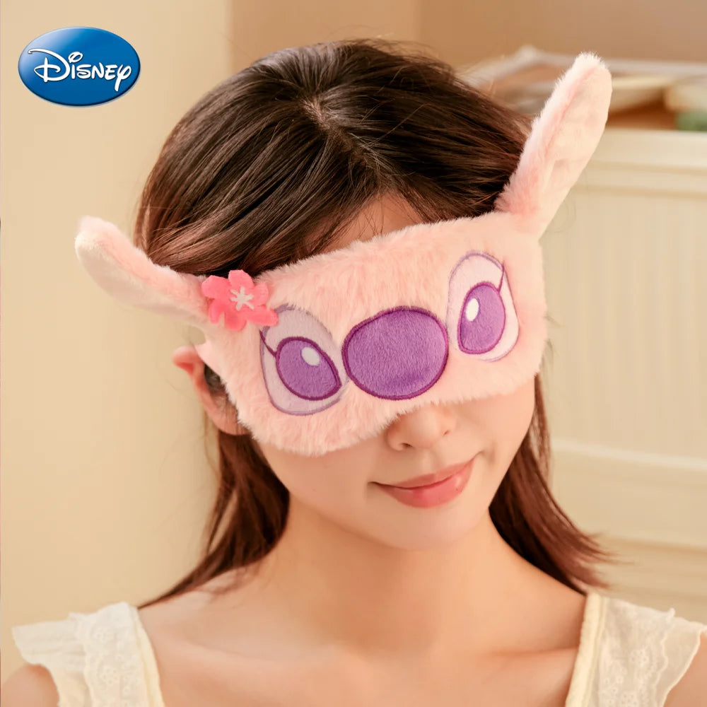 1PC Disney Officially Licensed Stitch Angel Eye Mask Couple Style Cute Cartoon Soft Comfortable Plush Material Patch Nap Rest