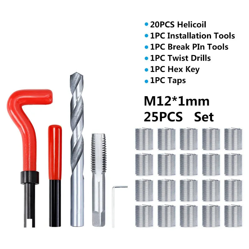 XCAN Thread Repair Kit M3 M4 M5 M6 M8 M10 M12 M14  Screw Thread Inserts For Restoring Damaged Threads Repair Tools Drill Bit