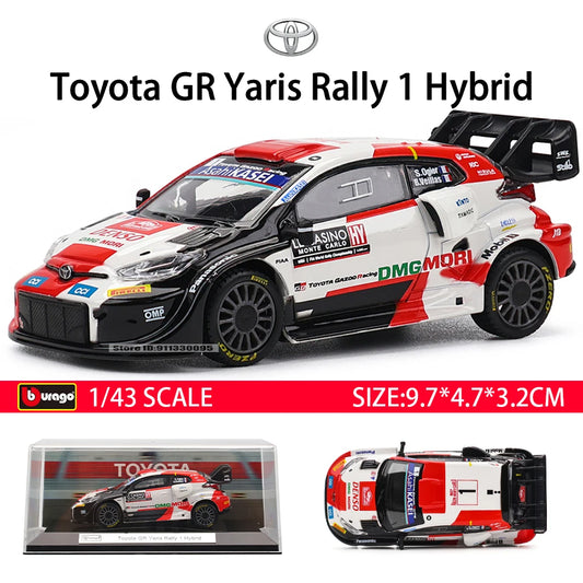 Bburago 1:43 Toyota GR Yaris Rally 1 Hybrid WRC Alloy Luxury Vehicle Diecast Pull Back Cars Model Toy Collection Gift