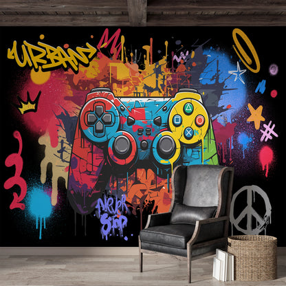Milofi Custom 3D Wallpaper, Mural, Graffiti, Colorful Painting, Game Console Background Wall Decoration Painting