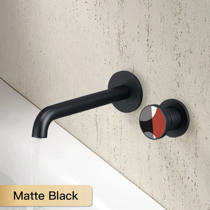Modern luxury gun gray brass bathroom faucet with wall mounted design, cold and hot dual control, simple basin faucet