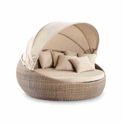 HYS outdoor rattan large round bed garden courtyard balcony bed recliner leisure creative lazy rattan chair sofa bed furniture