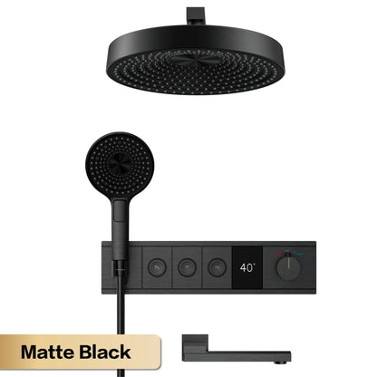 Luxury Bathroom Gunmetal Brass 3-Function LED Digital Display Shower System Wall-Embedded Rainfall Showerhead Bath Fixtures