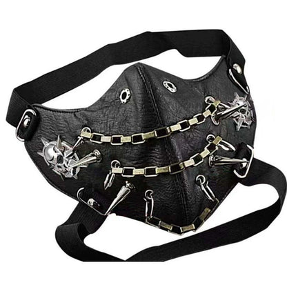 PU leather Steampunk Mask Party ProtectiveMask Cosplay Gear Nail Retro Gothc LeatherMask Innovative Scary Face cover for party