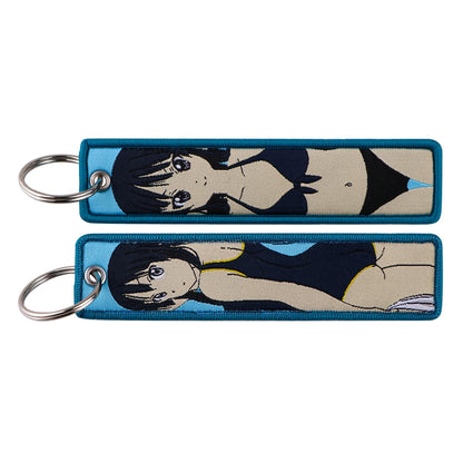 Cool Man Embroidery Key Fobs Keychains for Women Anime Key Tags Keyring Accessories Toys Gift