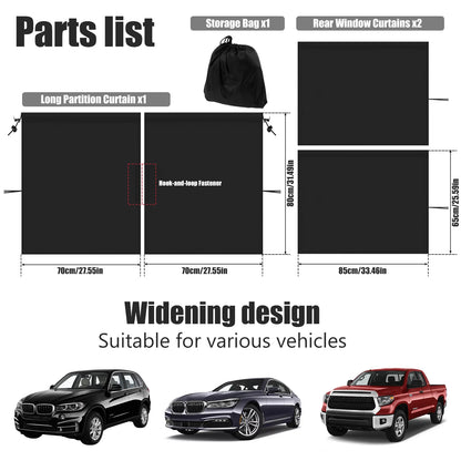 Sun Shade Car Privacy Curtains Car Divider Curtain Between Rear Seat Auto Blackout Curtains for Kids Baby Travel Nap Sleeping