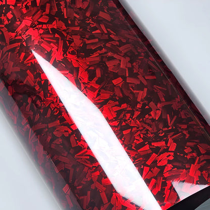 High Glossy Red Crystal Forged Carbon Fiber Vinyl Film Self-Adhesive Wrap Foil for Car Motorcycle Hood Sticker Decal Auto Access