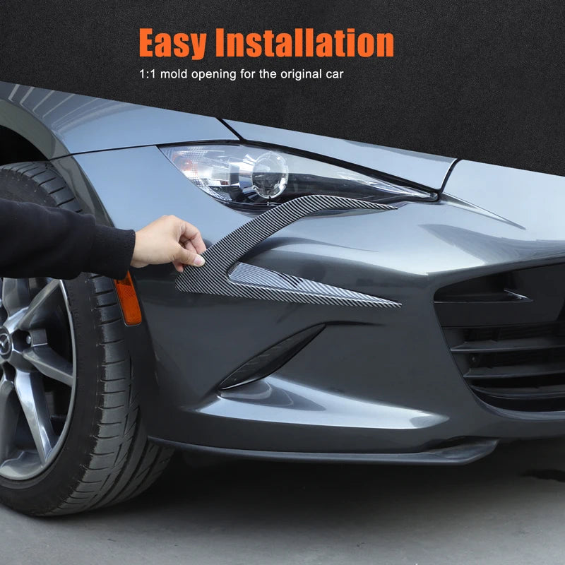 For use in the 2016+ Mazda MX-5 front bumper air intake grille decorative frame, bumper decorative strips, carbon fiber pattern