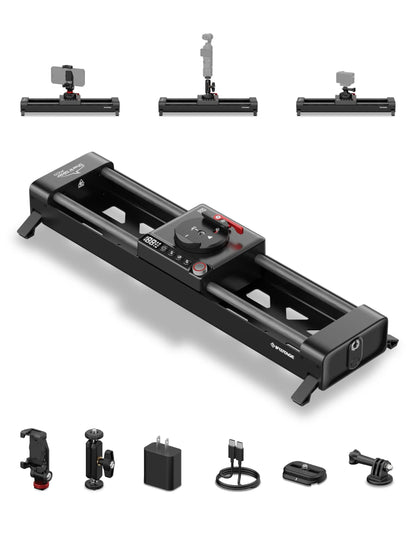 IFOOTAGE Shark Slider PICO PRO, 15.75'' Motorized Slider for DJI Pocket 3/4, Action Cameras and Smart Phones, Dual-Axis 360°