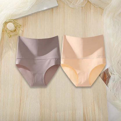 2Pcs/Set High Waist Panties Women Body Slimming Underwear Breathable Comfortable Briefs Solid Briefs  Breathable Lingerie
