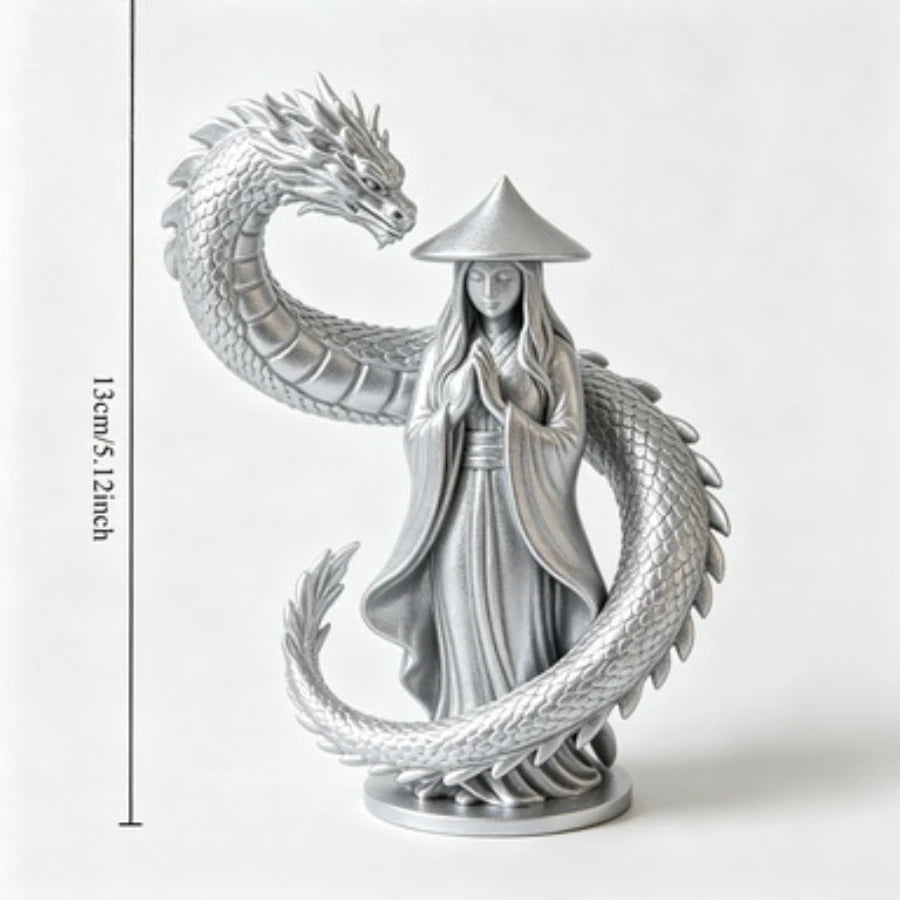 Oriental Dragon Guardian Statue Prayer Statue Traditional Oriental Dragon Sculpture Zen Tea Room Desktop Decoration Art Gift