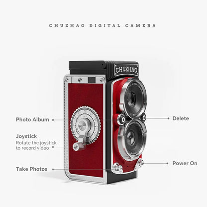 CHUZHAO Vintage Mini Digital Camera Retro Autofocus 12MP, 1080P FHD Video Vlogging Portable Camera for Birthday Idea Gift