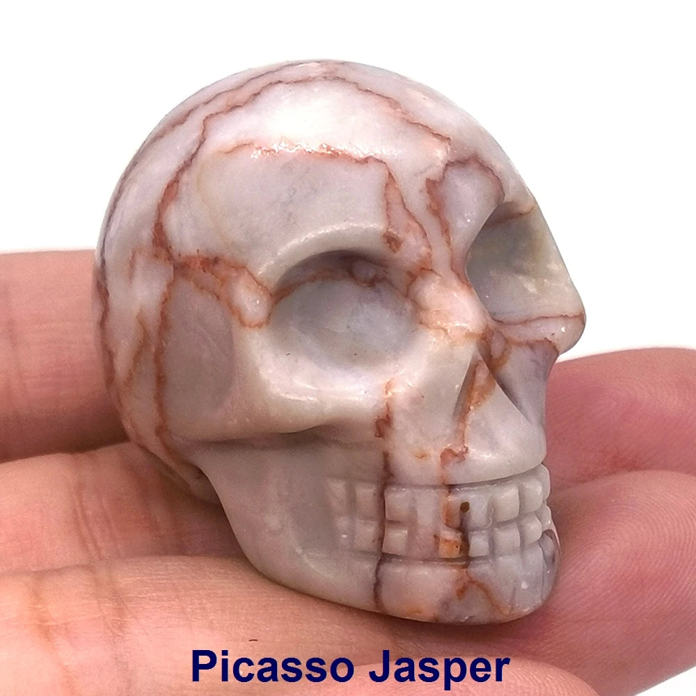 Wholesale 1.5" Natural Stones Crystal Skull Statue Amethyst Quartz Tiger Eye Carved Ore Mineral Crystals Figurine Home Decor