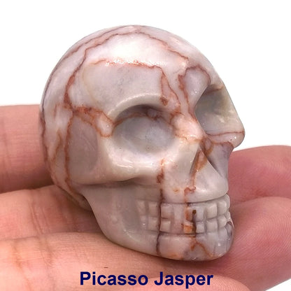 Wholesale 1.5" Natural Stones Crystal Skull Statue Amethyst Quartz Tiger Eye Carved Ore Mineral Crystals Figurine Home Decor