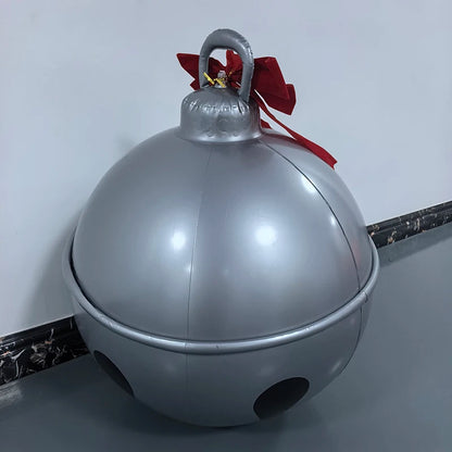 24 Inch Inflatable Christmas Ball Jingle Bell Giant Christmas Pvc Ball Decorations Large Holiday Inflatables Ornaments with Red