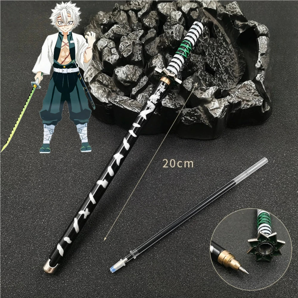 Anime Demon Slayer Nichirin Sword Katana Pen Kimetsu No Yaiba Giyu Refillable Gel Pen for Anime Fans Collection School Supplies