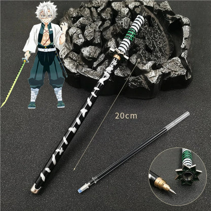 Anime Demon Slayer Nichirin Sword Katana Pen Kimetsu No Yaiba Giyu Refillable Gel Pen for Anime Fans Collection School Supplies