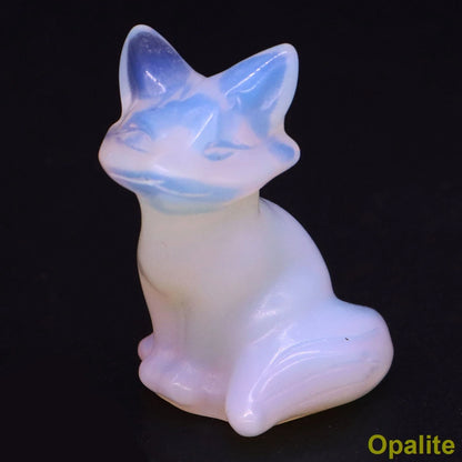 Wholesale Lots 1.5" Fox Statue Natural Stone Crystal Reiki Healing Quartz Gemstone Animal Figurine Crafts Home Decor Gifts