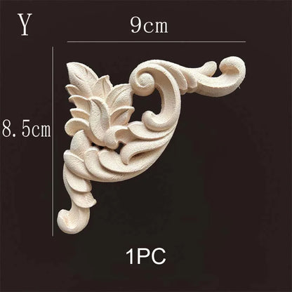 Natural Wood Corner Onlay Moldling European Style Home Decor Background Wall Applique Carved Figurine Living Room Decoration