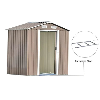 Outdoor Steel Storage Shed Garden Tool Storage House Lockable Door Waterproof Rust Resistant Backyard Patio Utility Building