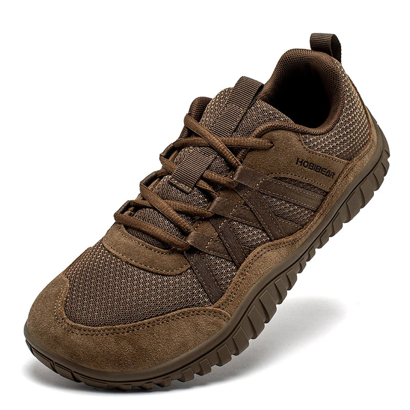 HOBIBEAR Wide Toe Walking Shoes Men Women Non Slip Outdoor Sneakers Lace Up Mesh Breathable Running Shoes