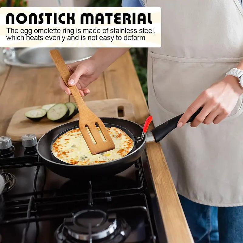 2/4 Packs 8 Inch Omelette Rings for Griddle Large Stainless Steel Nonstick Pancake Molds With Oil Brush Omelet Egg Ring Maker