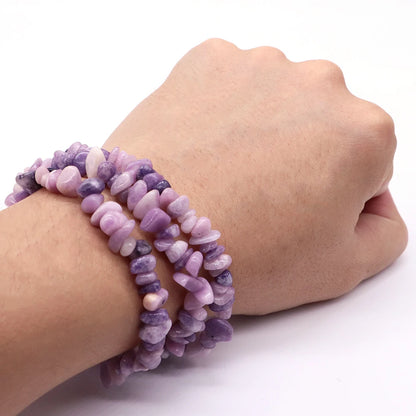 5-8mm Natural Irregular Lilac Lepidolite Stone Beads Gravel Chips Loose Spacer Beads for Jewelry Making DIY Bracelet Necklace