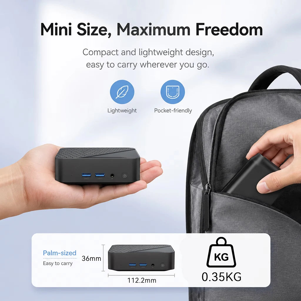 2026 Intel N150 Portable Mini PC 16GB DDR4 M.2 NVMe SSD 512GB WiFi6 BT5.2 Silent Cooling Triple 4K Office Home Desktop Pro