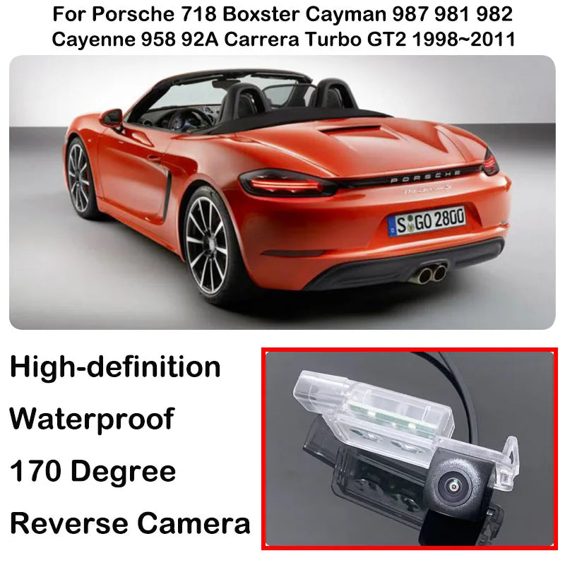 For Porsche 718 Boxster Cayman 987 981 982 Cayenne 958 92A Carrera Turbo GT2 1998~2011 Parking Rear View Camera HD Night Vision