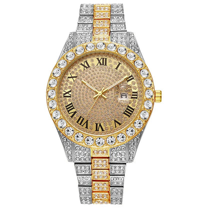 Hot Sale Diamond Watch for Men Luxury Iced Out Watches Calendar Quartz Wristwatches Male Clock Relogio Masculino Drop Shipping